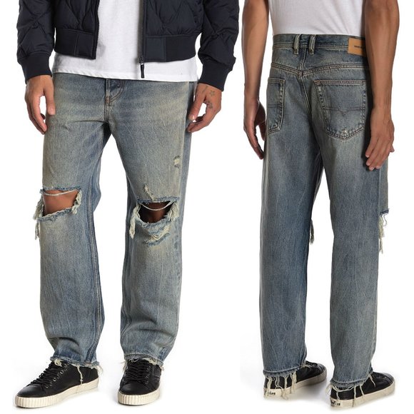New! Diesel Dagh-Xp Regular Straight Destroyed Jeans